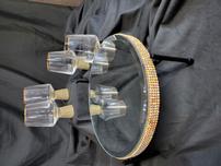4 Gold Crystal 4 oz. Glasses with Mirrored Tray 202//152